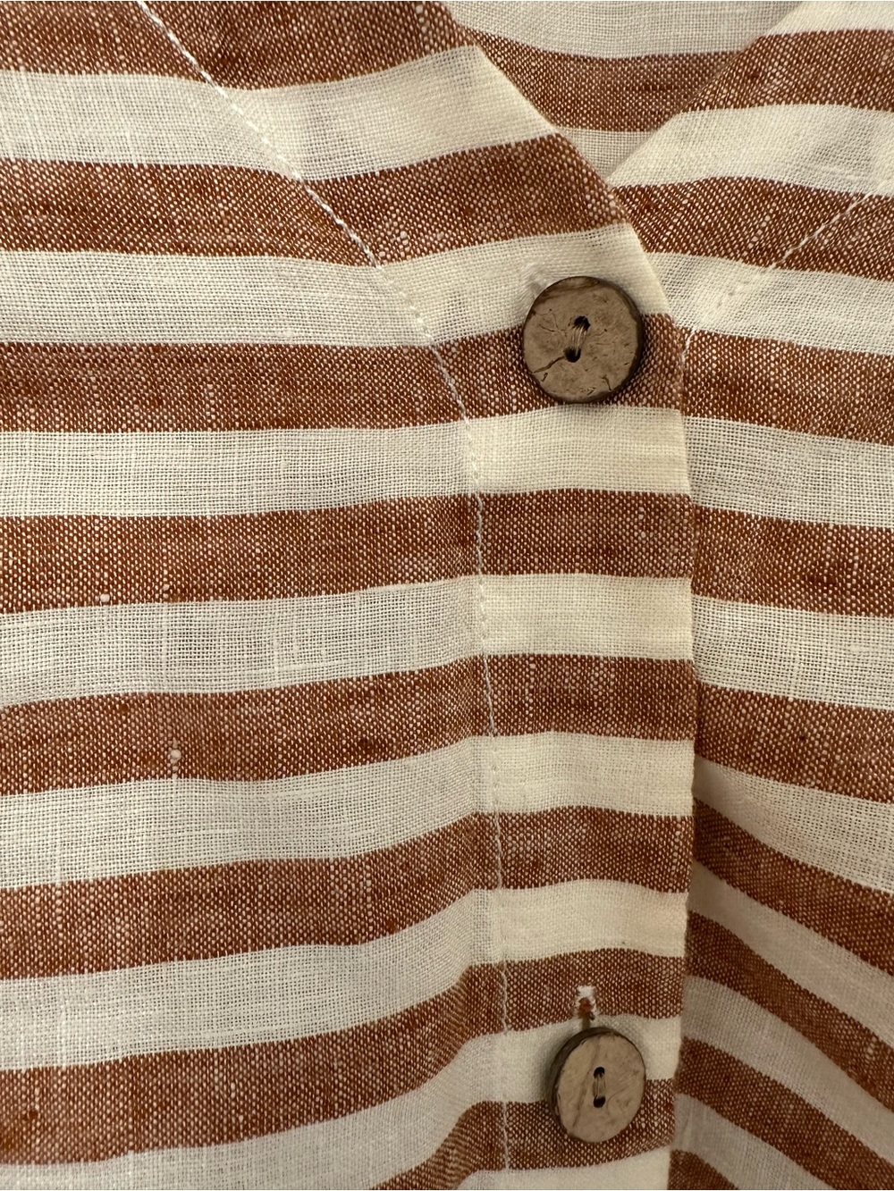 Rachel Zoe Linen Striped Top in White and Rust - Picture 4 of 4